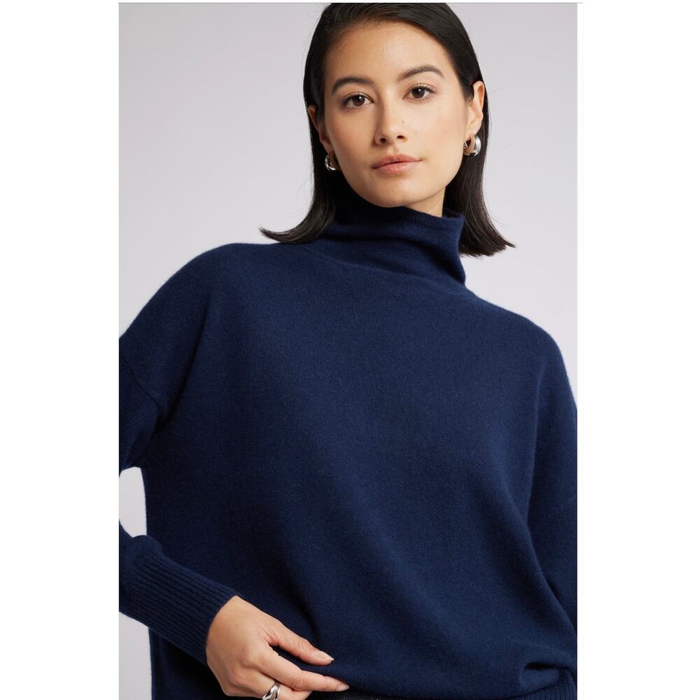 Nordstrom Navy Night Oversized Cashmere Turtleneck - L (New) - Picture 3 of 7